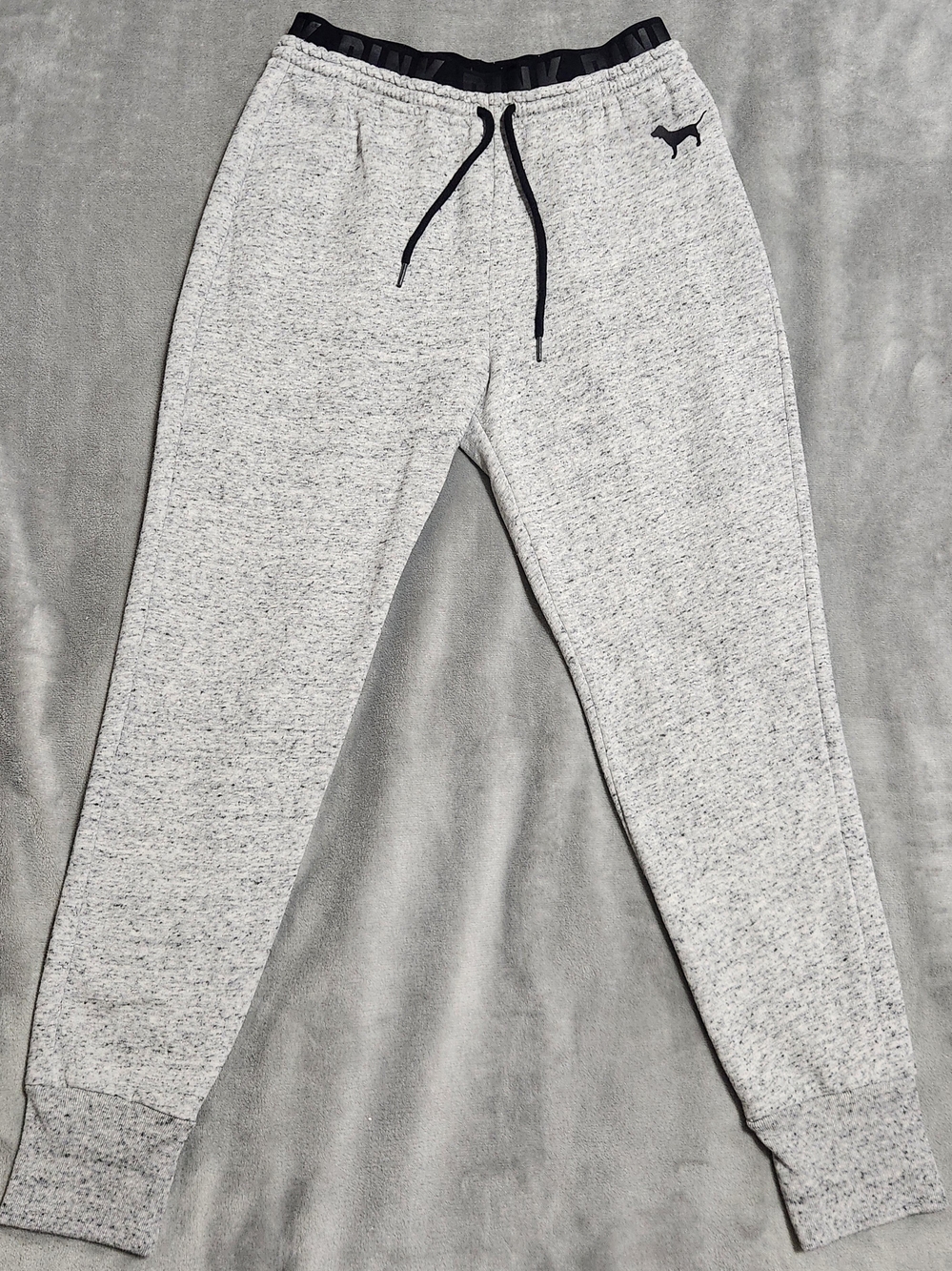 PINK Victoria’s Secret Gray Space Dye Logo Joggers Small